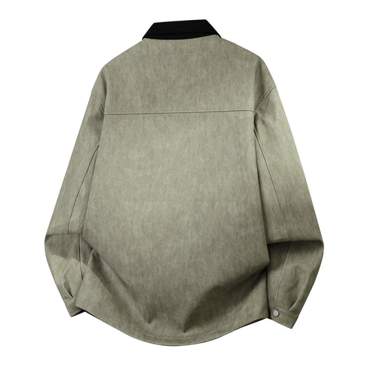 Herren Robuste Kunstleder‑Bomberjacke mit Cordkragen, Zwei‑Wege‑Reißverschluss & Reißverschluss‑Taschen Nord Taschen