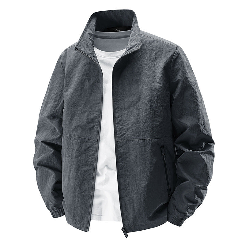 Herren Ultraleichte winddichte Freizeitblousonjacke mit Stehkragen und Reißverschlusstaschen Nord Taschen