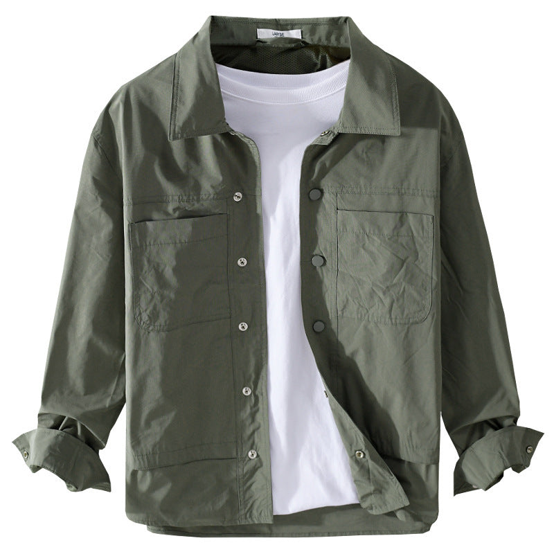 Herren Leichtes Baumwoll-Overshirt mit Kentkragen, aufgesetzten Brusttaschen und Relaxed-Fit Nord Taschen