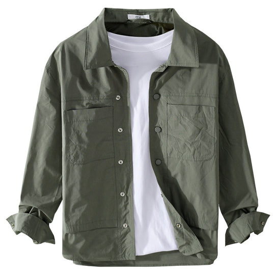 Herren Leichtes Baumwoll-Overshirt mit Kentkragen, aufgesetzten Brusttaschen und Relaxed-Fit Nord Taschen