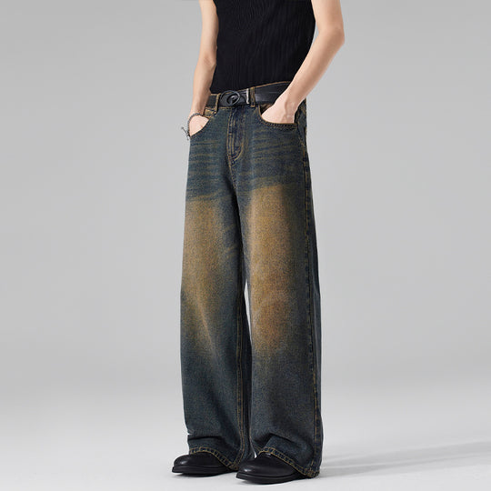 Damen Ultraweite Bodenlange Denim-Palazzohose mit skulpturaler Weite und soften Bleach-Akzenten Nord Taschen