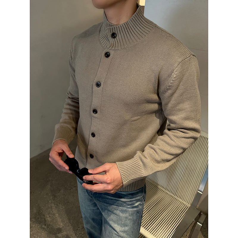 Herren Strickjacke mit Stehkragen und Knopfleiste Nord Taschen