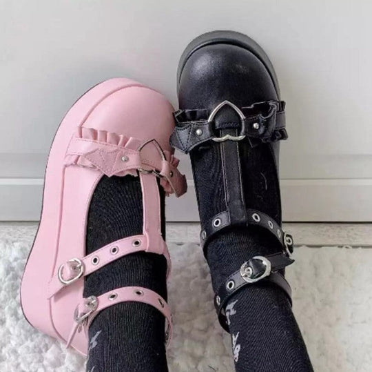 Damen Modische Mary Jane Schuhe mit verstellbaren Riemen und dekorativen Schnallen Nord Taschen