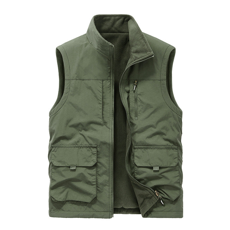 Herren Multifunktionale Outdoor-Utility-Weste mit Microfleece‑Innenlage und Mehrfachtaschen Nord Taschen