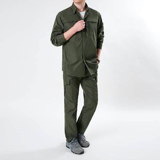 Herren  leichtes Ripstop-Cargo-Hemd mit passender Cargohose Set für Outdoor und Trekking Nord Taschen