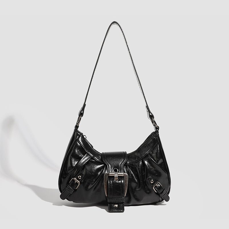 Damen Hobo-Tasche mit eleganter Faltenstruktur und glänzendem Buckle-Detail Nord Taschen