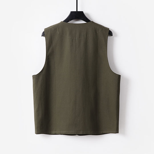 Herren Utility-Weste mit V-Ausschnitt, Knopfleiste und aufgesetzten Klappentaschen Nord Taschen