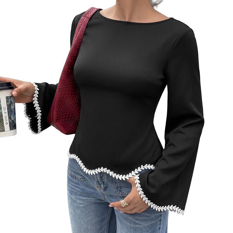 Damen Elegantes Oberteil mit Spitzendetails Nord Taschen
