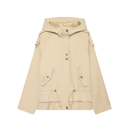 Damen leichter taillierbarer Kapuzen‑Parka mit Tunnelzug, Pattentaschen und Knopfleiste Nord Taschen