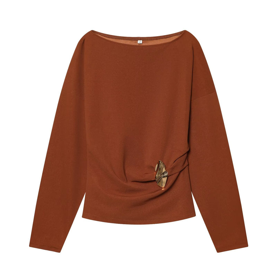 Damen Zweiteiliges Loungewear-Set mit gedrehtem Saumdetail und weiter Highwaist-Hose Nord Taschen