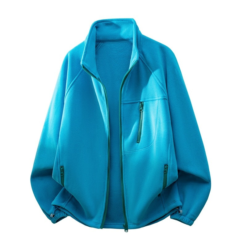 Unisex Leichte Fleecejacke mit Stehkragen, Raglanärmeln und multiplen Reißverschlusstaschen Nord Taschen