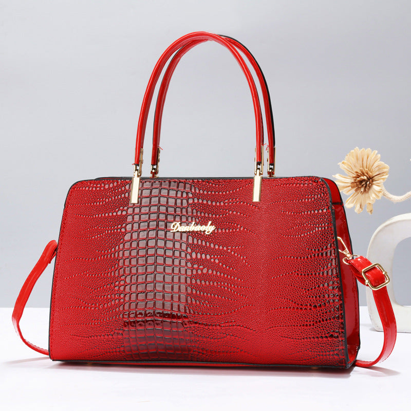Damen elegante Handtasche mit Krokodilleder-Optik und abnehmbaren Tragegurt Nord Taschen