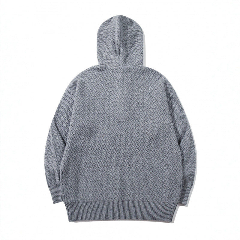 Unisex Strukturstrick-Hoodie mit halber Knopfleiste und Tunnelzugkapuze Nord Taschen