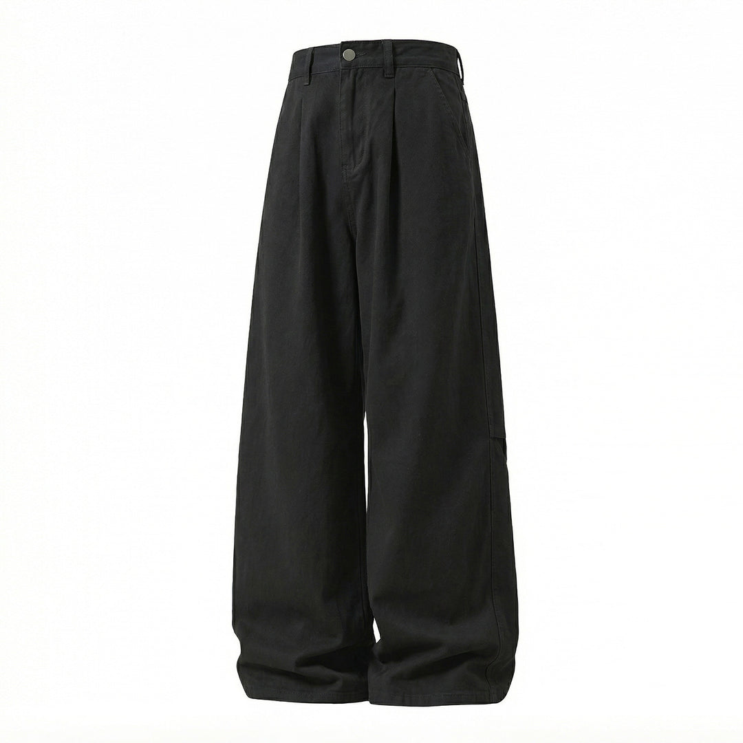 Damen Extraweite High-Waist Palazzo-Hose aus Canvas mit Bundfalten und Utility-Detail Nord Taschen