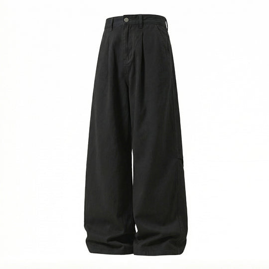 Damen Extraweite High-Waist Palazzo-Hose aus Canvas mit Bundfalten und Utility-Detail Nord Taschen