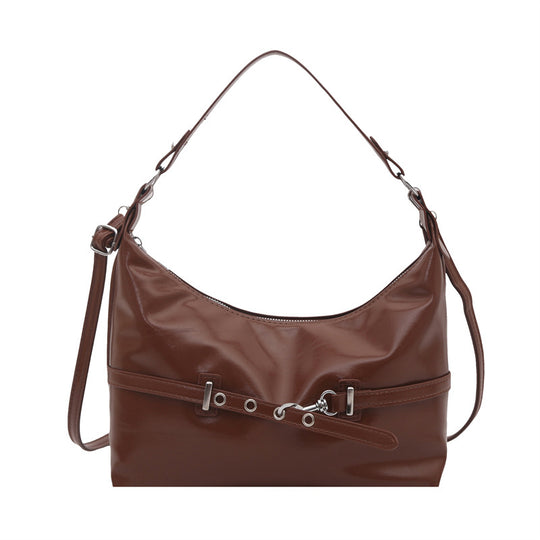 Damen Hobo-Tasche aus glänzendem Kunstleder mit verstellbarem Schulterriemen Nord Taschen