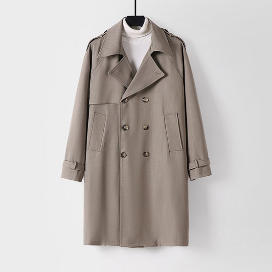 Herren Midilanger Oversize-Trenchcoat mit doppelter Knopfreihe und Schulterklappen Nord Taschen