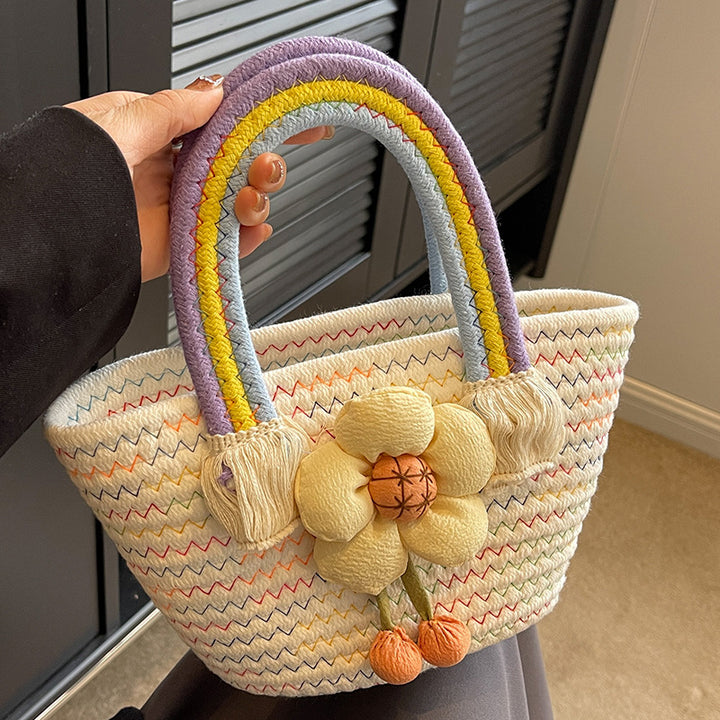 Damen strukturierte Handtasche mit buntem Blumendesign Nord Taschen