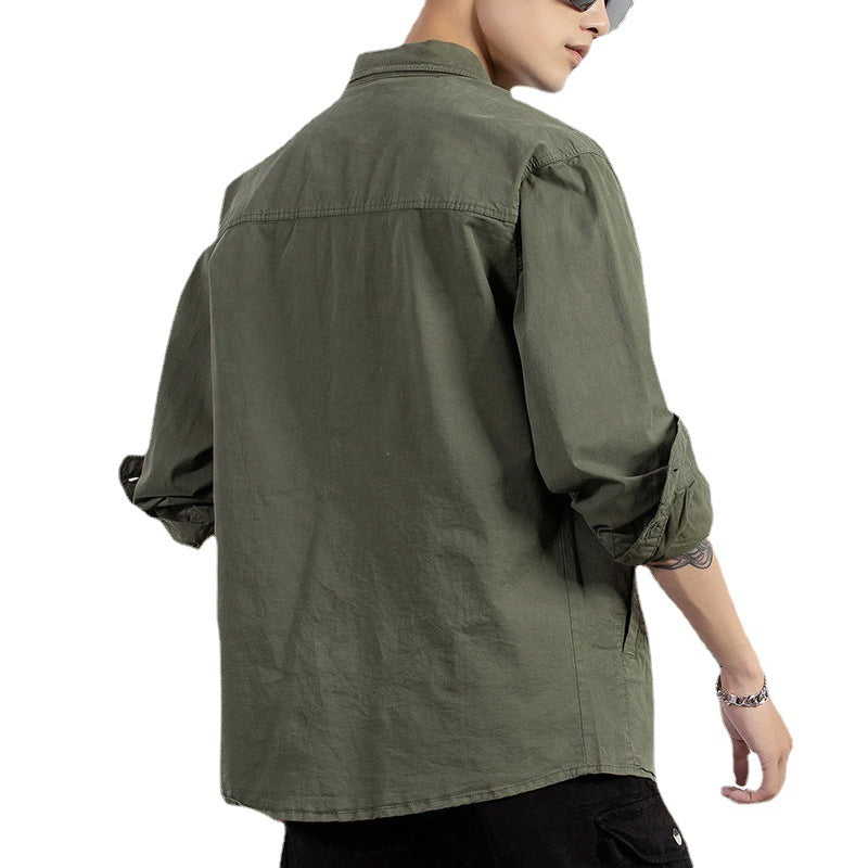 Herren leichtes Utility-Overshirt mit Knopfleiste und Hemdkragen Nord Taschen