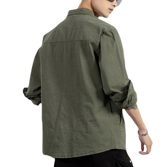 Herren leichtes Utility-Overshirt mit Knopfleiste und Hemdkragen Nord Taschen