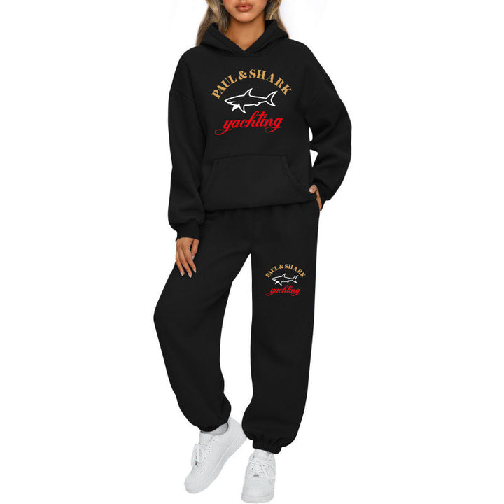 Damen oversized Hoodie und Jogginghose Set mit Kapuze Kängurutasche und gerippten Bündchen Nord Taschen
