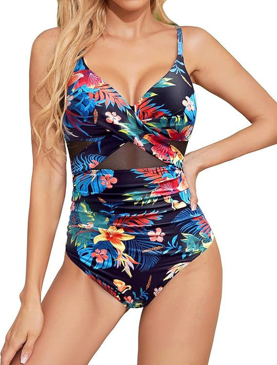 Damen Hochwertiger Einteiler Badeanzug mit trendigen Cut-Out-Details
