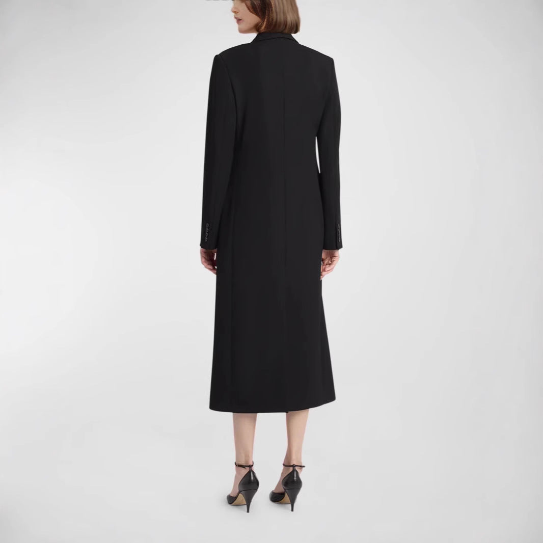 Damen Midilanger Doppelreihiger Blazer‑Mantel mit strukturierter Schulter und schlanker Passform Nord Taschen