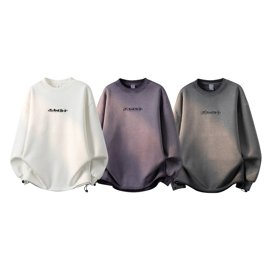 Damen Oversize-Sweatshirt mit gesticktem Schriftzug, abgerundetem Saum & überschnittener Schulter Nord Taschen