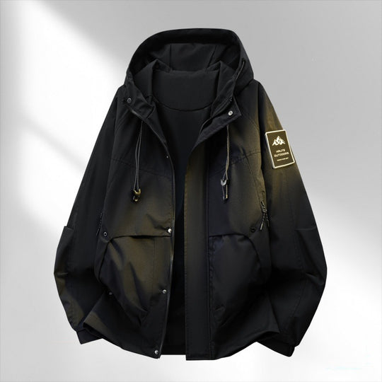 Herren Oversize-Utility-Outdoorjacke mit Kapuze, wattierter Innenlage & Multifunktionstaschen Nord Taschen