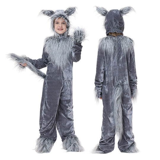 Mädchen Plüsch Wolfskostüm mit Kapuze und detailreichen Faux-Fell-Akzenten Nord Taschen