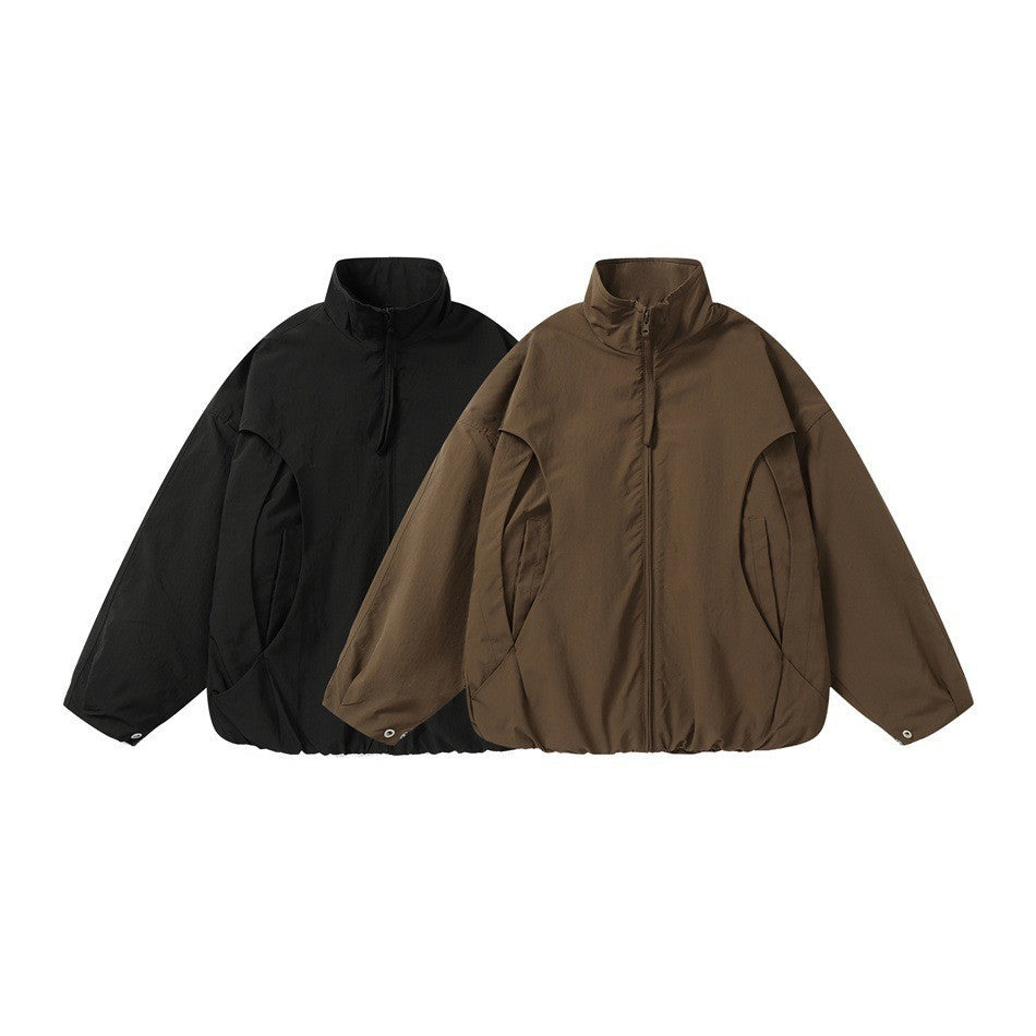 Unisex Kurz geschnittener Oversize-Boxy-Blouson mit hohem Stehkragen, geschwungener Taschenführung und elastischem Saum Nord Taschen