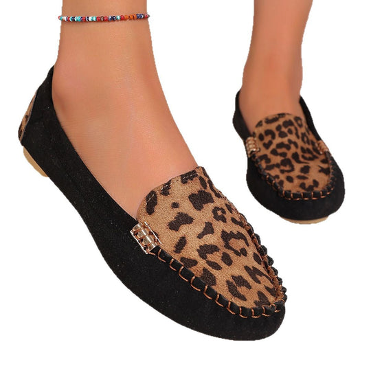 Damen Mokassin-Schuhe mit Leopardenmuster und exklusiven Verzierungen Nord Taschen