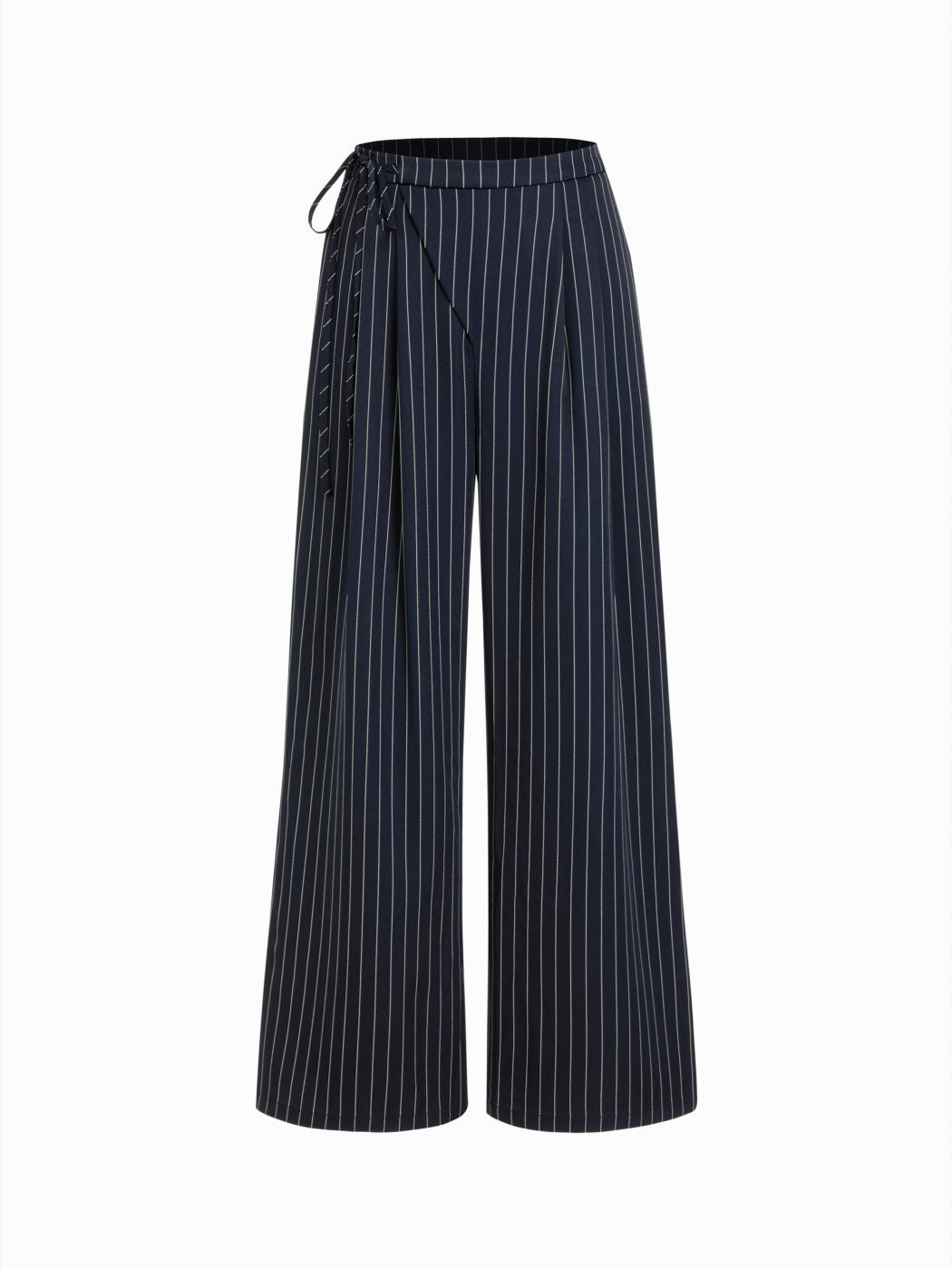 Damen Weite Streifenhose mit Taillengürtel Nord Taschen
