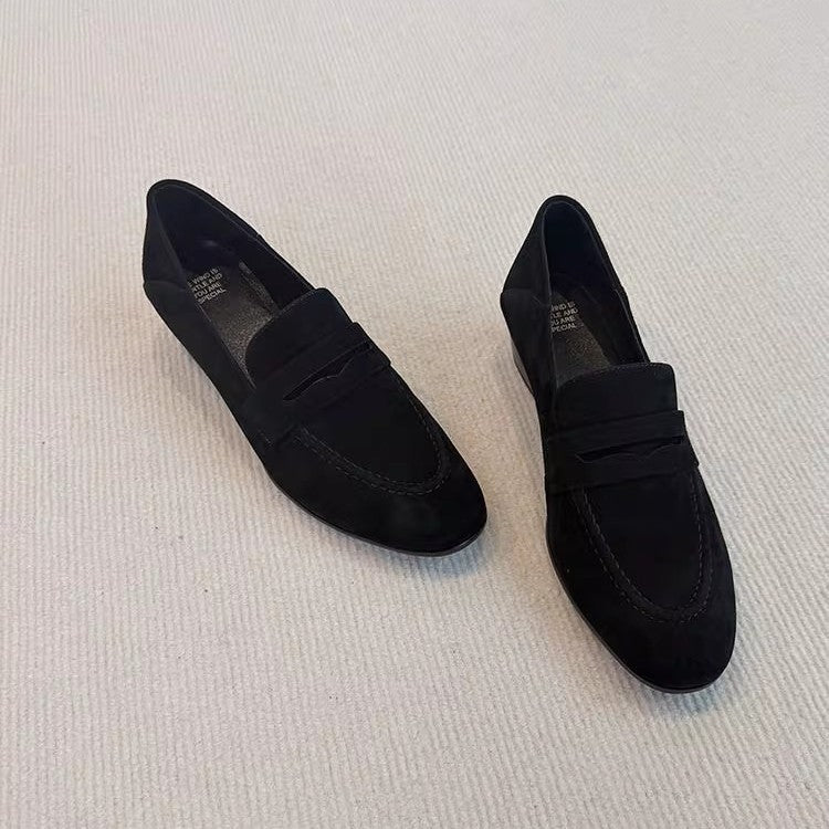 Damen Glattleder-Loafer mit niedrigem Blockabsatz und klassischem Penny-Steg Nord Taschen