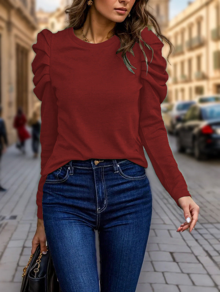 Damen Lässiger Pullover mit Rüschendetails Nord Taschen