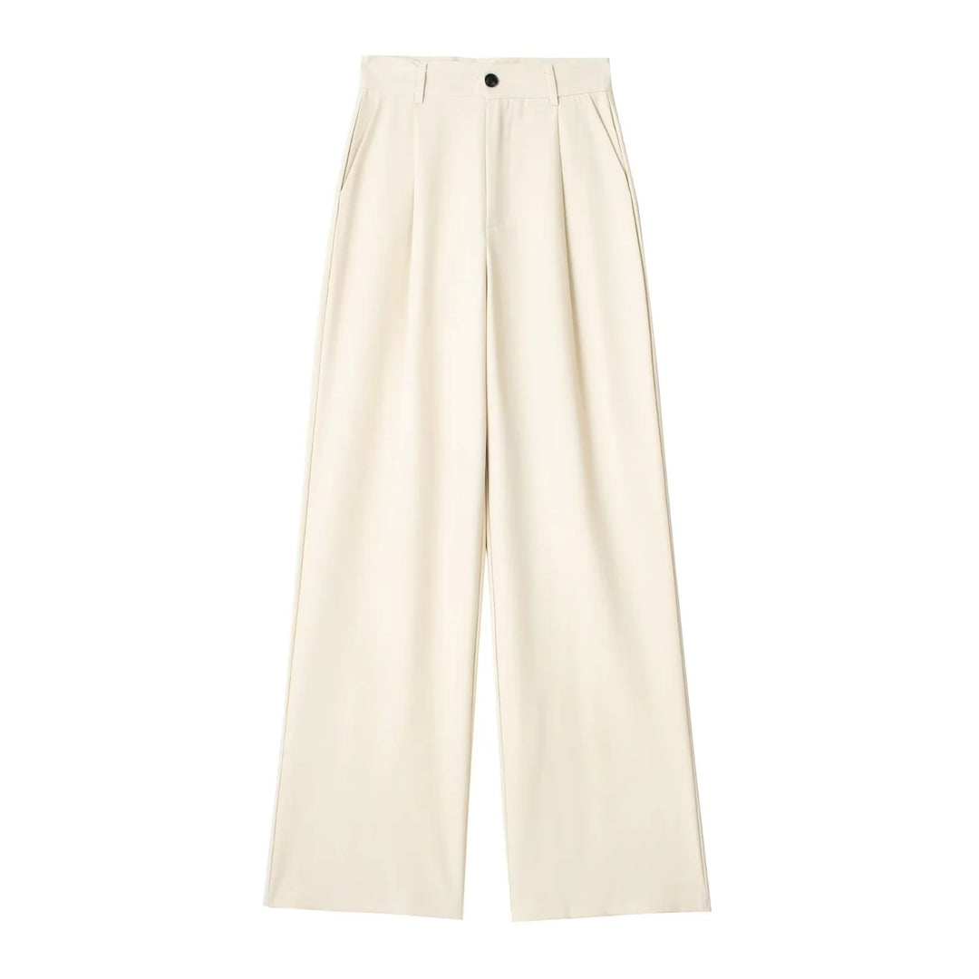 Damen Weite Highwaist-Bundfaltenhose mit Bügelfalte und seitlichen Eingrifftaschen Nord Taschen
