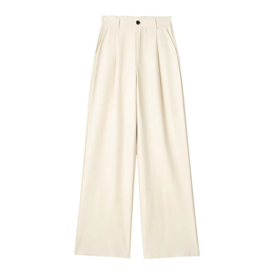 Damen Weite Highwaist-Bundfaltenhose mit Bügelfalte und seitlichen Eingrifftaschen Nord Taschen