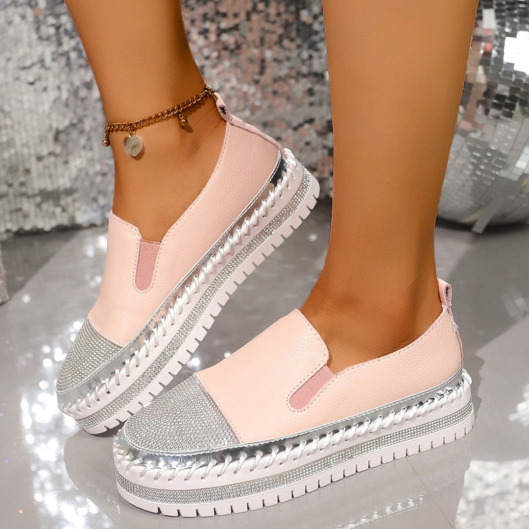 Damen nan glänzende Slip-On Plateau-Sneaker mit geflochtenem Rand und elastischem Einsatz Nord Taschen