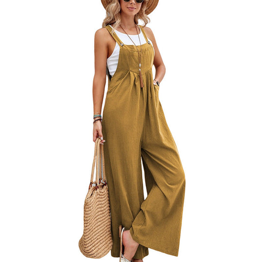 Damen weite Latzhose aus leichtem Material