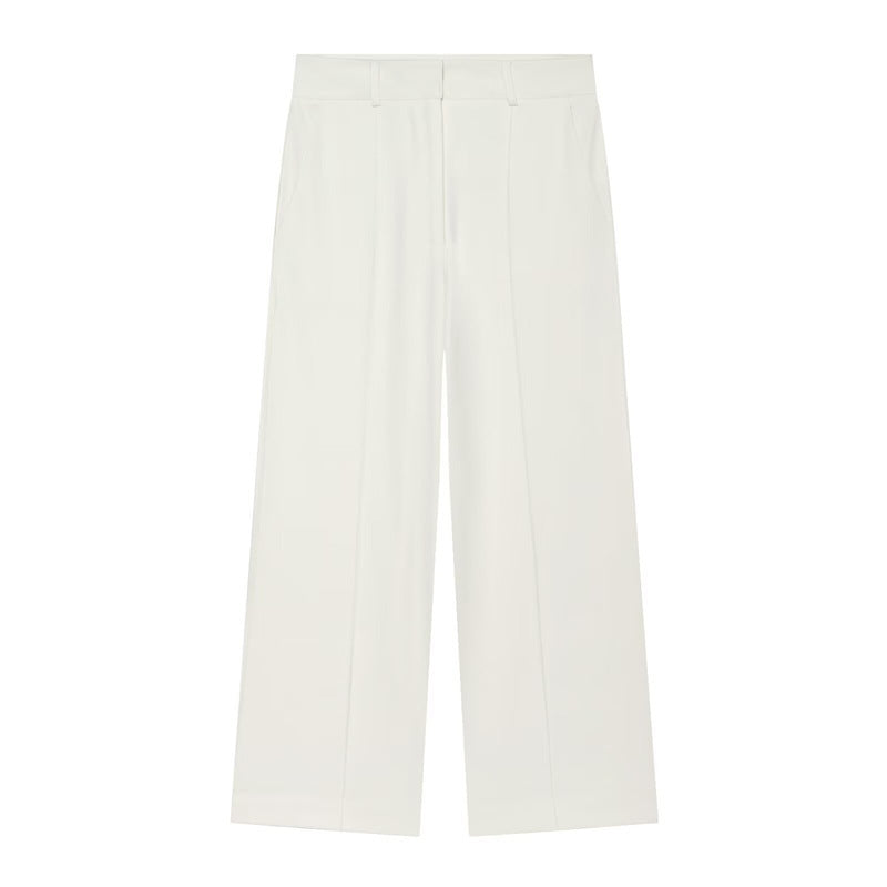 Damen Hochtaillierte weite Culotte-Hose mit Bügelfalte und Bundfalten Nord Taschen