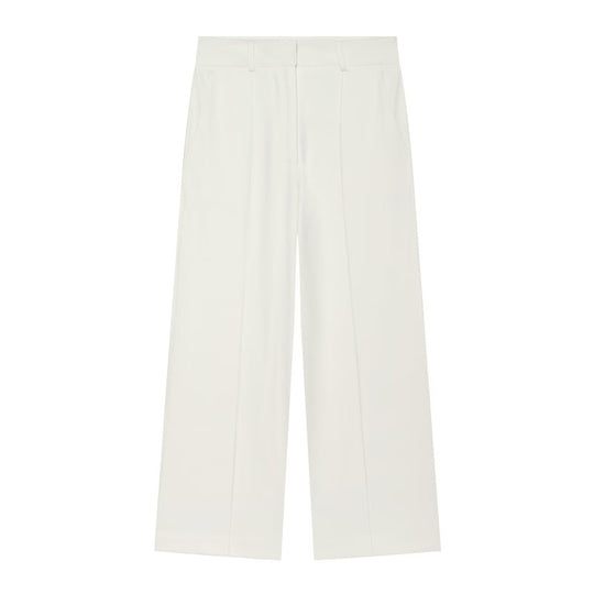 Damen Hochtaillierte weite Culotte-Hose mit Bügelfalte und Bundfalten Nord Taschen