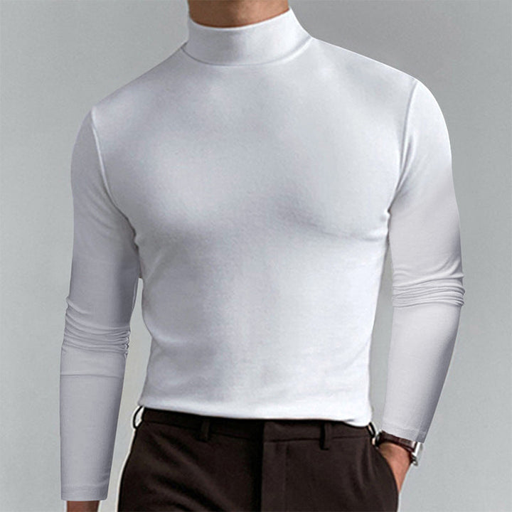Herren Elegantes Langarm-T-Shirt mit hohem Kragen