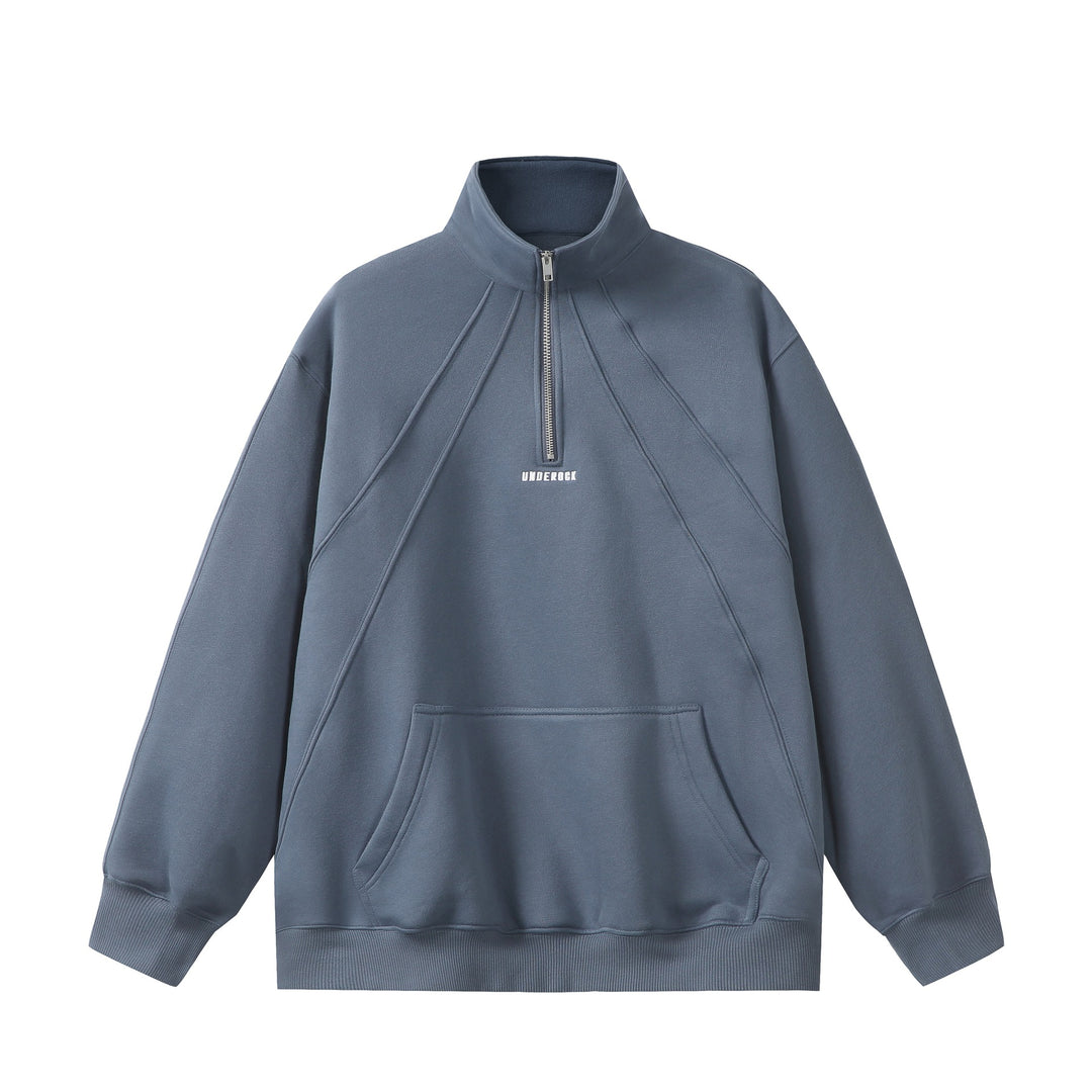 Unisex Oversize Sweatshirt mit Halbzip, hohem Funnelkragen und Kängurutasche Nord Taschen