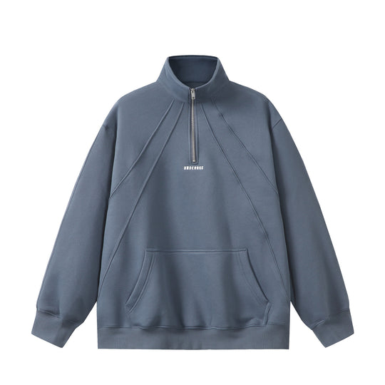 Unisex Oversize Sweatshirt mit Halbzip, hohem Funnelkragen und Kängurutasche Nord Taschen