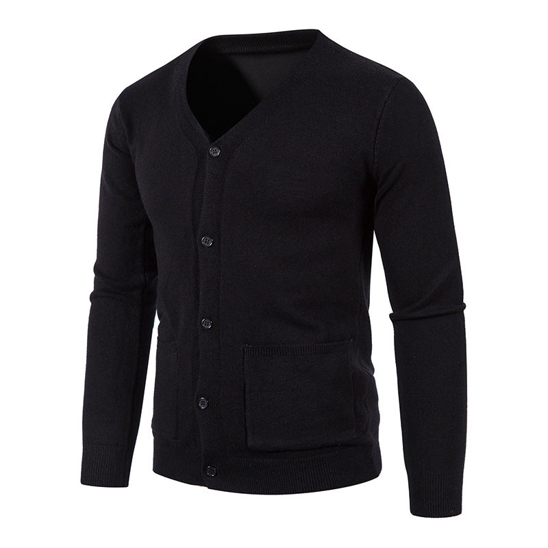 Herren Feinstrick-Cardigan mit V-Ausschnitt, durchgehender Knopfleiste und aufgesetzten Taschen Nord Taschen