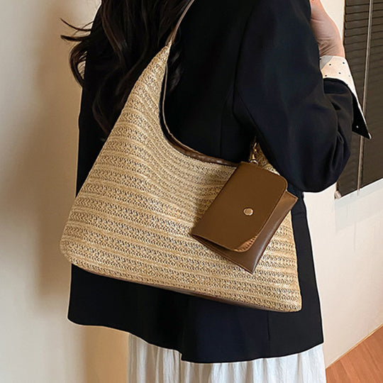 Damen Hobo-Tasche aus hochwertigem geflochtenem Material mit abnehmbarem Anhänger Nord Taschen