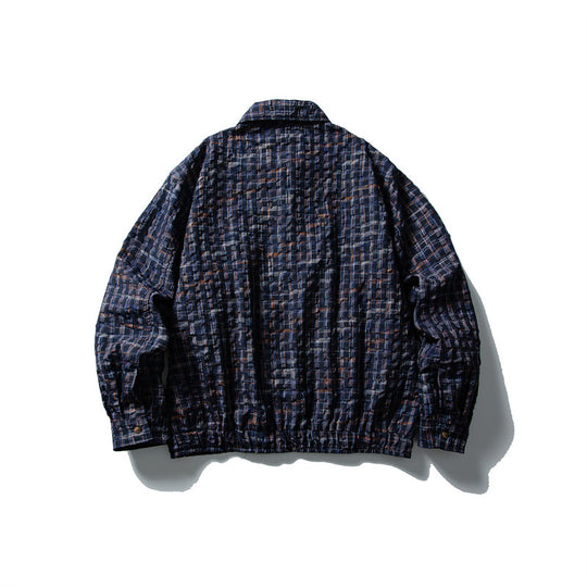 Herren Karierte Harrington‑Jacke mit Reißverschluss, Hemdkragen und elastischem Saum Nord Taschen