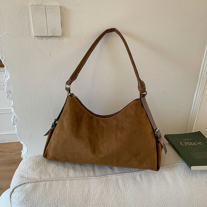 Damen modische Schultertasche aus weichem Veloursleder Nord Taschen