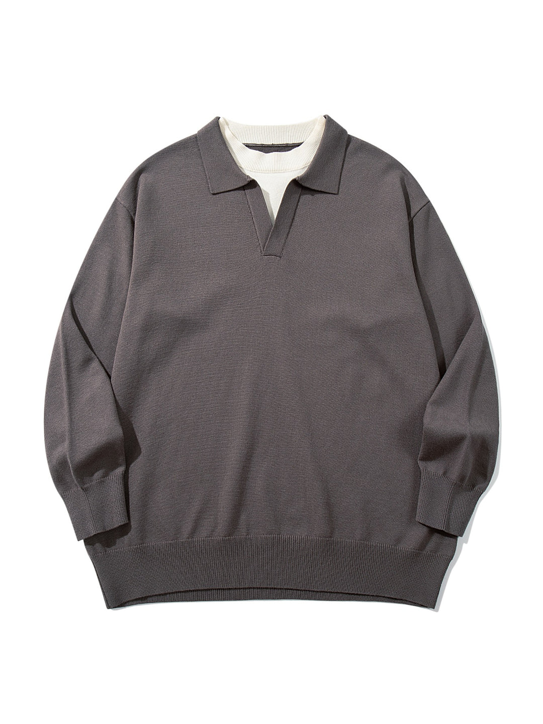 Unisex Feinstrick-Polo mit V‑Ausschnitt‑Cutout und integriertem Rollkragen-Layer Nord Taschen
