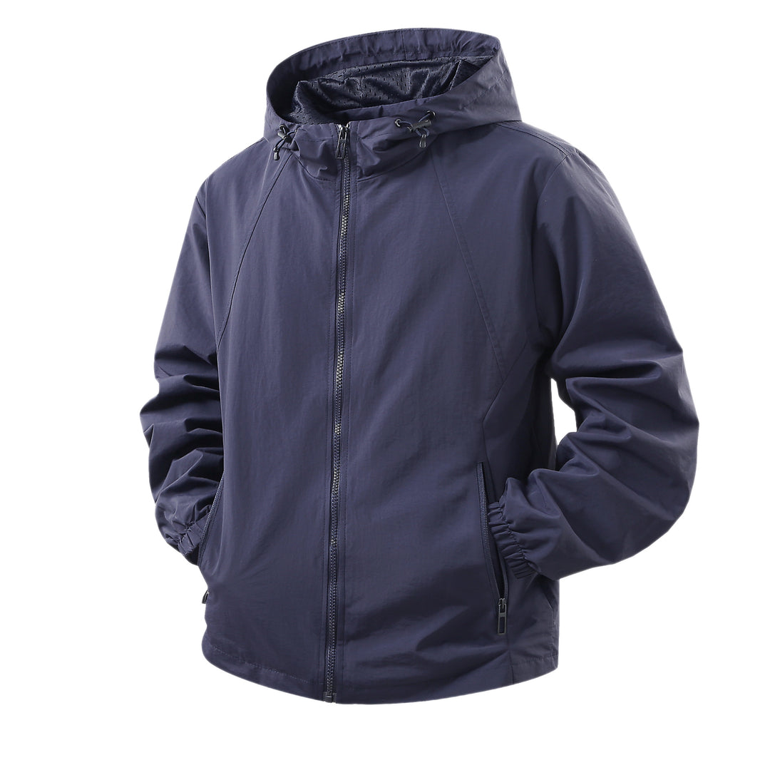 Herren Leichte atmungsaktive Kapuzen-Windjacke mit Mesh-Innenfutter und Reißverschlusstaschen Nord Taschen
